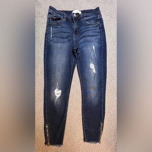 KanCan Denim Distressed Ankle Jeans Womens Size 7/ 27 Zippers